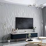 Swehooirt 9,5 m x 0,53 m Vliestapete grau silber Mustertapete Elegance Tapete im skandinavischen Design silber glitzer streifen tapete Wandtapete wohnzimmer schlafzimmer flur strukturtapete