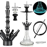 REANICE 24' Hookah Shisha Set Wasserpfeife Komplettset mit 1 Anschlüssen Kopfadapter Silikonschlauch Aluminiumstange (Schwarz)…