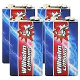 2 x Wilhelm Lithium 9V Block Batterie Rauchmelder 6LR61 9 Volt Batterien