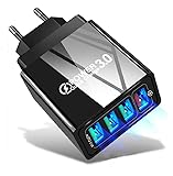 P37 USB-Ladegerät, Schnellladegerät, Schnellladegerät, 3.0, 40 W, 6 A, 4 Ports, Netzteil, Wandsteckdose, Schnellladung QC 3.0 für Samsung, Xiaomi, Realme, Huawei, Oppo