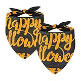 2 Stück Hundehalstücher für Mädchen und Jungen, Haustier-Lätzchen, Hundeschal, Zubehör für kleine, mittelgroße und große Hunde, Welpen, Katze, Happy Halloween, Kürbis und Fying Bats