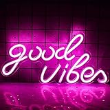 LUFEIS Good Vibes Neon LED Schild, LED Schriftzug Wand...