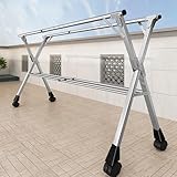 Faltbarer Wäscheständer – robuster Edelstahl mit feststellbaren Rädern, erweiterbar für den Innen- und Außenbereich