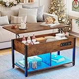 YITAHOME Couchtisch mit Anhebbarer Platte, Leicht Anzuheben,...