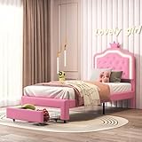 FEEOHOME Kinderbett 90 x 200 cm, Prinzessinnen Bett mit...