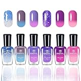 6er Set Farbwechsel Nagellack – Temperaturgesteuerter Nagellack mit Farbtemperaturregelung, langanhaltend und schnelltrocknend, Color Change Nail polish für Nageldesigns, ohne UV-Lampe (Farbig C)