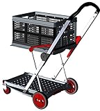 CLAX® Transport-Klappmobil (red Edition) | Plattformwagen | Lager Wagen | Shopping Trolly | inklusive Faltbox | rot