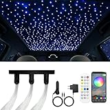 Twinkle Sternenhimmel Glasfaser Licht für Auto/Zuhause,Star Deckenleuchten Kit mit APP/Fernbedienung/Musikmodus,RGBW Lichtmaschine and 300pcs*0.75mm*3m Glasfaserkabel