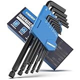 Innensechskantschlüssel Set 13tlg. [inkl. Kugelkopf] - 1,27-10mm, Sechskantschlüssel Handwerkzeug Set für Handwerker, Winkelschlüsselsatz