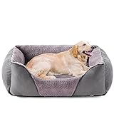 JOEJOY Hundebett Grosse Hunde, 89x63cm Hundebett waschbar, Anti-Angst Hundekorb Grosse Hunde, rutschfestes Haustierbett, Hundecouch Hundebett für Grosse Hunde Grau