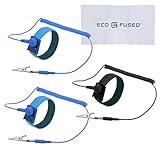 Antistatische Armbänder - 3-er Pack - wiederverwendbare antistatische Armbänder mit Erdungskabel und Krokodilklemme - Ermöglicht Ihnen, sich während der Arbeit an empfindlicher Elektronik zu erden (1x Schwarz + 2x Blau, 3-er Pack)