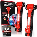 RETTUNGSENGEL® 2in1 Notfallhammer mit Gurtschneider fürs Auto [2er Set] | Gehärtete Spitzen, Testsieger, Inkl. Reflektor | Nothammer Gurtmesser als Rettungswerkzeug im Notfall zum Fenster Einschlagen