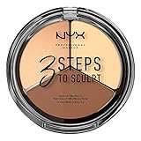 NYX Professional Makeup 3 Steps to Sculpt Face Sculpting Palette- Gesichts-Puder zum definieren, konturieren und highlighten, 3 Nuancen, 15 g, Light 02