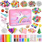 WUQNGI Bastelset Kinder, Basteln Bastelkoffer Kinder, DIY Bastelbox Bastelmaterial mit Scrapbooking Pfeifenreiniger Knete, Bastelsachen Bastelzubehör Set für Mädchen Jungen 4 5 6 7 8 9 10Jahre