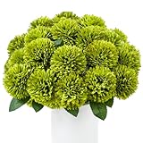XIANNVXI 12 Stück Grün Kunstblumen wie Echt Chrysanthemen Künstliche Blumen Grüne Fake Blumen Plastikblumen Deko Vasen für Blumenarrangements, Hochzeiten, Heimdekorationen