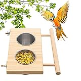 Edelstahl Vogelnapf mit Halterung, Vogelkäfig Zubehör, Vögel Futternapf Wasserschale Napf, Wellensittich Zubehör, Natur Sitzstangen Set für Vögel(8 * 16cm)