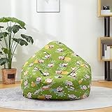 Odot Sitzsack, Weihnachts-Muster Sitzsack Bezug, Sitzsack Bezug Ohne Füllung, Komfortabler Abnehmbarer Bean Bag, Outdoor Sitzsack für Indoor Outdoor Living Room Decor (S,grün)