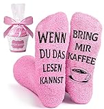 Kuschelsocken, Damen Lustige Socken mit Spruch WENN DU DAS LESEN KANNST BRING MIR KAFFEE Geschenke für Frauen, Witzige Valentinstag Jahrestag Geschenk für Sie Freundin zum Geburtstag Weihnachten