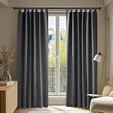 Deconovo Verdunklungsvorhänge Schlaufen 2er Set H175 x B140 cm Gardinen Blickdicht Wohnzimmer Curtains mit ösen Verdunkelung Dunkelgrau
