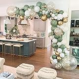 Ballon Girlande Grün, Luftballons Girlande Grün, Luftballons Geburtstag Hochzeit, Olive Grün Gold Ballons, Sage Green Ballons Set für Baby Shower, Babyparty, Brautparty, Geburtstag Deko