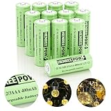 Henreepow Ni-MH 2/3AAA 1,2 V 400 mAh wiederaufladbare Batterien, geringe Selbstentladung, große Reichweite mit Knopfverschluss für Solarleuchten, Länge 2/3 der Größe der AAA-Batterien (12er-Pack)