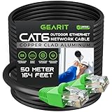 GEARit Cat6 Außen-Ethernetkabel (50m) CCA Kupferkaschiert, Wasserdicht, Erdverlegbar, UV-beständige Ummantelung, Power over Ethernet (PoE), Netzwerkkabel - 50 Meter