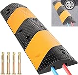 ybaymy Gummi Kabelbrücke 2 Kanal Kabelrampe Überfahrschutz 100 x 30 x 6 cm Überfahrbare Bodenschwelle Brückerampe für Kabel Außen Geschwindigkeits-Buckel Temposchwelle