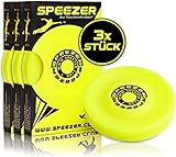 SPEEZER® Mini Frisbee 3er Set – die gelbe Wurfscheibe ist das Outdoor Fun Sport Gadget – klein u. Soft passt die Frisbee-Scheibe in Jede Hosentasche u. ist das Wurfspiel für Kinder o. Profis