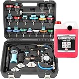 TECPO Kühlerfrostschutz Antifreeze AG13+, 5 Liter mit Kühlsystem Abdrückgerät Kühlmittel rosa rot -40 C° Auto Kühlflüssigkeit Gebrauchsfertig LOBRID-Technologie bis zu 5 Jahre Lebensdauer