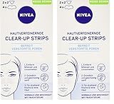 NIVEA hautverfeinernde Clear-Up Strips (6 Stück), Reinigungs-Strips für das Gesicht mit Fruchtsäure, entfernen Mitesser und Unreinheiten (Packung mit 2)