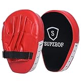 Box Handschuhe aus echtem Leder, Boxen Schlaghandschuhe Boxpolster,Strike Kick Shield Gebogene Fokus-Pads, Fokushandschuhe, PU-Leder, Box-Pads