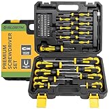 BLOSTM Premium Schraubendreher Set 42pcs - Schraubenzieher mit Magnetischen Spitzen, Komfortablem Griff, Kreuzschlitz-Schraubendreherköpfen, Flachen Köpfen, Aufbewahrungskoffer - Screwdriver