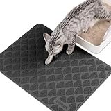 Conlun Katzenklo Matte Katzenstreu Matte, 61 x 43 cm Premium PVC Katzenmatte Katzenklo, weniger Abfall, Katzenklo Vorleger rutschfest, weich auf Katzenpfoten, urinwasserfest, Schwarz