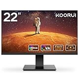 KOORUI 22 Zoll Gaming Monitor mit integrierten Lautsprechern, 100Hz, 1080p Bildschirm Aufhängbar, Rahmenlos, HDMI, Neigungsverstellbar, Augenpflege, VESA-Wandmontage Schwarz