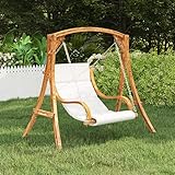 INLIFE Hängeliege mit Kissen Creme Bugholz mit Teak-Finish