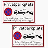 Ksvaye 2er Set Aluminium Privatparkplatz Schild mit Bohrlöcher, Parken Verboten Schild 30x20cm Parkverbotsschilder, Fahrzeuge Werden Kostenpflichtig Abgeschleppt, UV-beständig, Rostfrei