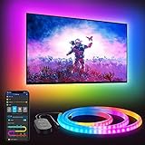 Govee TV LED Hintergrundbeleuchtung, RGBIC Neon LED Strip, 3m Smart WiFi für 48-55 Zoll und 65-75 Zoll Fernseher, funktioniert mit Alexa und Google Assistant
