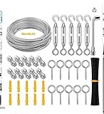 40m 2mm Drahtseil, CGBOOM 304 Edelstahl Drahtseil Spanndraht, Stahlseil Ummantelt, mit ösen Seilspanngarnitur, für Kletterpflanzen Rankhilfe, Wäscheleine, Gardinenseil, Lichter, Deck-Kabel-Reling