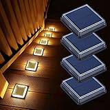 Lacasa Solar Bodenleuchten Aussen Solarleuchte Garten, 50LM LED Stufenleuchte 3000K Warmweiß Treppenlicht Außen Wasserdicht IP68 für Gehweg Weg Treppe, Eckig, 4 Stück