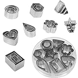 ZNewYear Ausstechformen-Set, 24 Stück Mini-Ausstechformen, Edelstahl, Fondant, DIY, Backen, Gebäck-Ausstecher