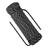 NorthPada 10 mm x 30 Meter Marine Schwimmendes Seil zum Bootfahren, Angeln, Rafting, Camping, Wandern, Jagd, Anker, Festmacher, Docklinien, Kajak, Kanu, Rettung reflektierender Schwarz