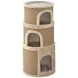 nanook Kratztonne, Höhe 89 cm, 3-teilig, Spieltonne für Katzen, 3 Ebenen, Kratzbaum, Kratzturm aus Sisal, braun/beige