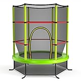 KOMFOTTEU Trampolin für Kinder, Kindertrampolin mit Sicherheitsnetz, Gartentrampolin bis 135 kg belastbar für Kinder ab 3 Jahren, Indoor- & Outdoortrampolin, 165 x 165 x 165 cm, Grün