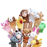 LIMEOW Familie Fingerpuppen Set,Finger Plüschtier,Fingerpuppen Kinder,Fingerpuppen Spielzeug Baby,Fingerpuppen Set,Kleine Tier Fingerpuppe für Geburtstag Kinder Taufe Babyparty（12 insgesamt）
