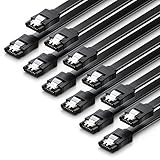 deleyCON 6x 50cm SATA 3 Kabel im Set SATA III Datenkabel - HDD SSD Verbindungskabel Anschlusskabel Metall-Clip 6 GBit/s - 2 Gerade L-Typ Stecker - Schwarz