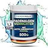 TeichHeld Fadenalgenvernichter teich [360° Schutz für Fische] 500g Extra schnell & effektiv Dank 2in1 Wirkung mit LangzeitEffekt algenmittel algenvernichter algenentferner algen entferner algenstopp