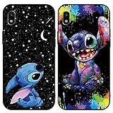 [2 Stück] Stitch Handyhülle für Samsung Galaxy A10 Hülle 6,2',Cute Sweet Karikatur Anime Einzigartige Lustig Ultra Dünn Matt Weich Silikon Stoßfest Kratzfest Case Schutzhülle für Samsung A10