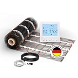 Elektrische Fußbodenheizung für Fliesen: Zweiader-Heizmatte WARMON ULTRA 200 W/m² inkl. Thermostat mit Bodensensor, Thermostat:, Mattengröße:4 m²
