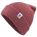 urban ace | CrewU | Beanie Mütze, Haube, für Frühling, Herbst, Winter, weich & leicht, Damen, Herren, Unisex, glatter, weicher Stoff, optimale one Size Passform, Melange Beanie (Ruby)