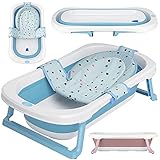 BEARTOP Babywanne Faltbar - Innovatives Design für einfache Aufbewahrung, inkl. Tragetascheneinsatz - Auslaufsicheres PP & TPE Material - 50 L Volumen - Ergonomisch, platzsparend und sicher - Blau